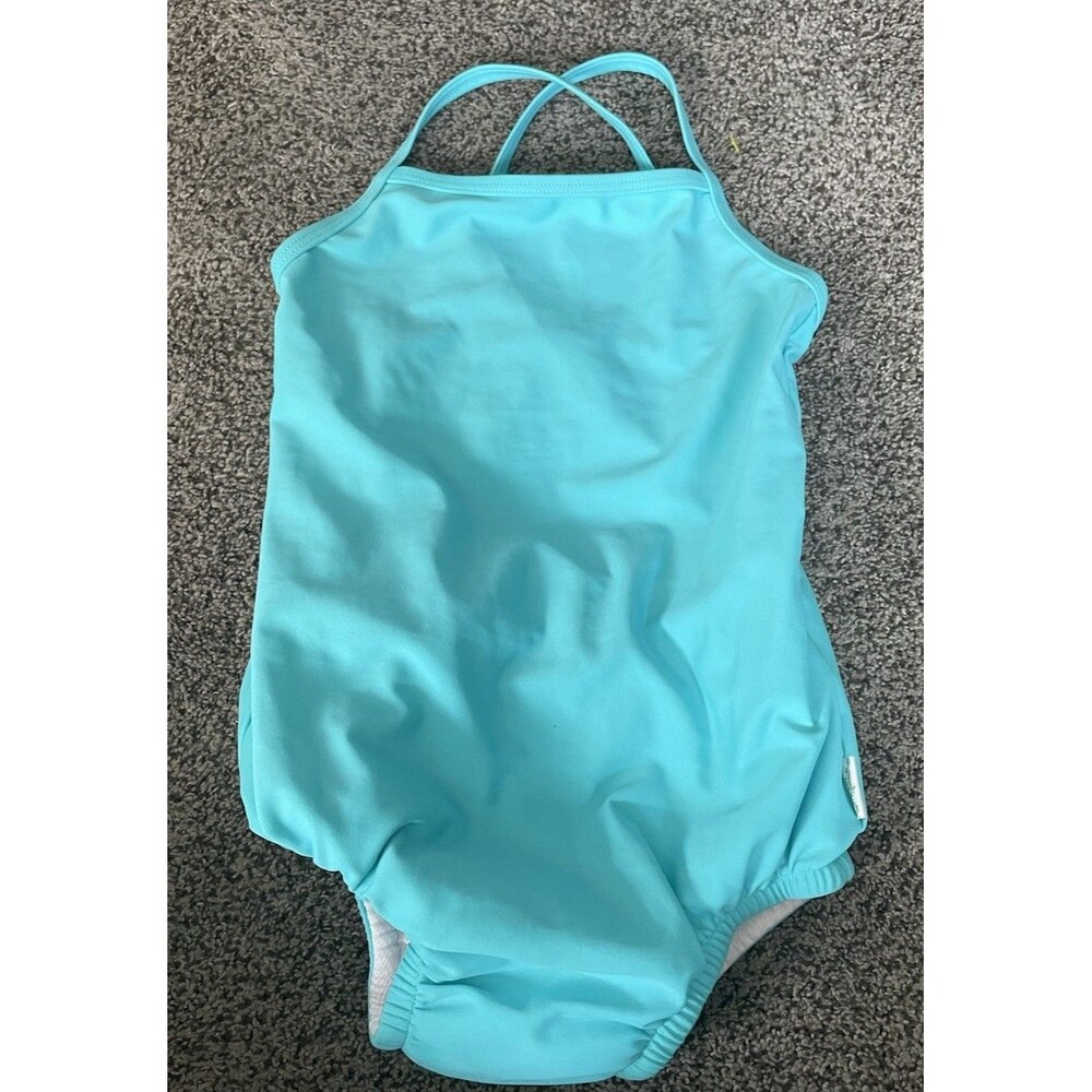 Green Sprouts Toddler Girl 4T Blue Bathing Suit With Built-In Diaper
